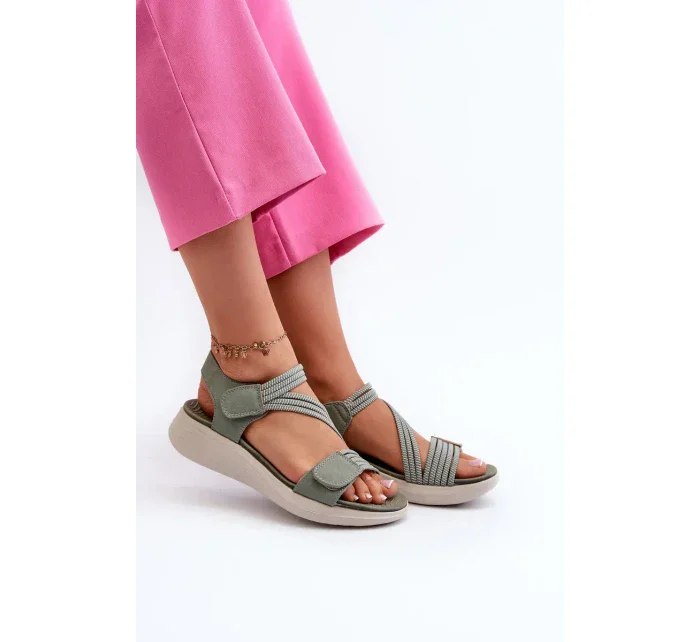 Dámske pohodlné sandále na suchý zips zelené Eladora Dámske pohodlné sandále na suchý zips zelené Eladora