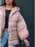 Dámská prošívaná bunda oversize s kapucí růžová Dstreet model 21979619 - FashionStreet
