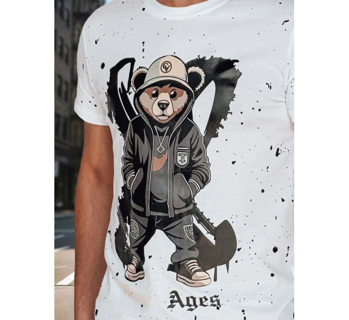 Pánske biele tričko s potlačou FashionStreet RX5656