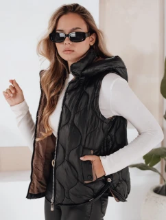 Dámska prešívaná vesta s kapucňou MISSVEST čierna FashionStreet TY5022