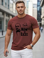 Pánske klasické bavlnené tričko s bordovou potlačou FashionStreet NX5145R