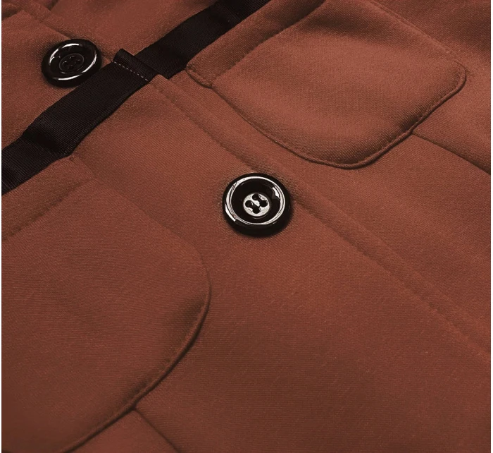 Hnedá krátka dámska mikina na zips (amg-63)