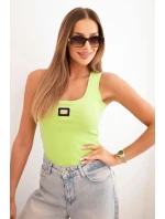 Dámsky prúžkovaný top s ozdobnou aplikáciou apple green Dámsky prúžkovaný top s ozdobnou aplikáciou apple green
