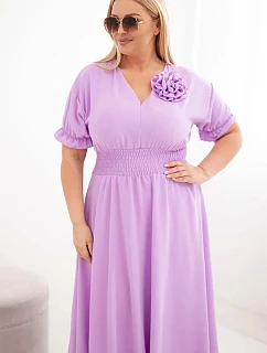 Dámské šaty Plus Size s výstřihem do V a model 22092422 pasem světle fialová - K-Fashion