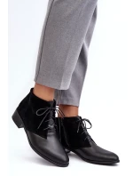 Modne Damskie Sznurowane Botki Czarne Kefora Modne Damskie Sznurowane Botki Czarne Kefora