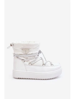 Dámské sněhule na platformě s vázáním bílé model 21641618 - Boto