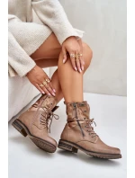 Botki Damskie Workery Ciemnobeżowe Perfecto