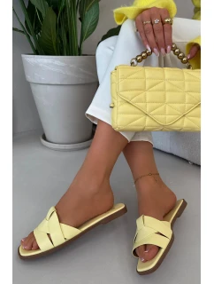 Dámské ploché pantofle s pásky žluté Marissae