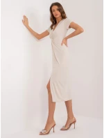 Sukienka DHJ SK model 20095171 jasny beżowy - FPrice Sukienka DHJ SK model 20095171 jasny beżowy - FPrice