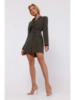 M749 Blejzrové šaty s opaskom - khaki farba