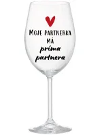 Môj partner má priateľského partnera - číry pohár na víno 350 ml Môj partner má priateľského partnera - číry pohár na víno 350 ml