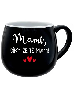 MAMI, ĎAKUJEM, ŽE ŤA MÁM! - čierny keramický hrnček 300 ml