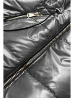 Lesklá vesta v grafitovej farbe s kapucňou (B8130-70)