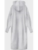 Světle šedý dlouhý vlněný přehoz přes oblečení typu alpaka s kapucí model 18028447 - MADE IN ITALY