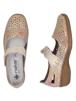 Dámske kožené ažurové topánky na suchý zips Rieker 41399-92