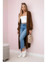 Sveter dlhý kardigán čokoládový