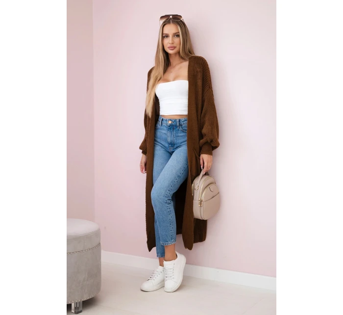 Sveter dlhý kardigán čokoládový