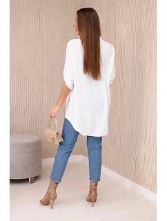 Blúzka s predĺženým zadným dielom biela