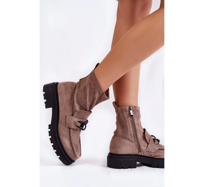 Dámské semišové kozačky Béžove model 21602471 - Boto Dámské semišové kozačky Béžove model 21602471 - Boto