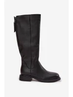 Kožené dámské kozačky na nízkém podpatku s D&A Černé model 21715489 - S.Barski Kožené dámské kozačky na nízkém podpatku s D&A Černé model 21715489 - S.Barski