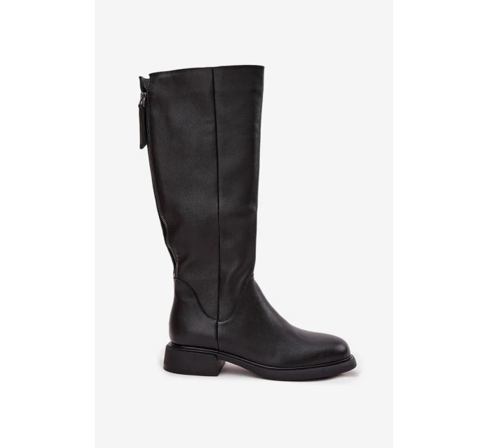 Kožené dámské kozačky na nízkém podpatku s D&A Černé model 21715489 - S.Barski Kožené dámské kozačky na nízkém podpatku s D&A Černé model 21715489 - S.Barski