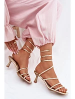 Dámské sandály na podpatku s pásky Zlaté Samara