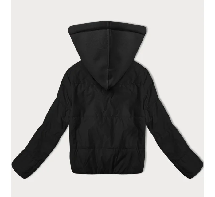 Krátká černá dámská bunda s kapucí model 21066745 - J.STYLE Krátká černá dámská bunda s kapucí model 21066745 - J.STYLE