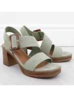 Dámské semišové sandály na jehlovém podpatku zelené model 22015546 - Potocki