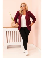 Dámská viskózová blazer Plus Size s dlouhým rukávem a límcem švestková