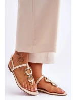 Ploché kožené žabky Béžove Keep model 21620391 - Boto