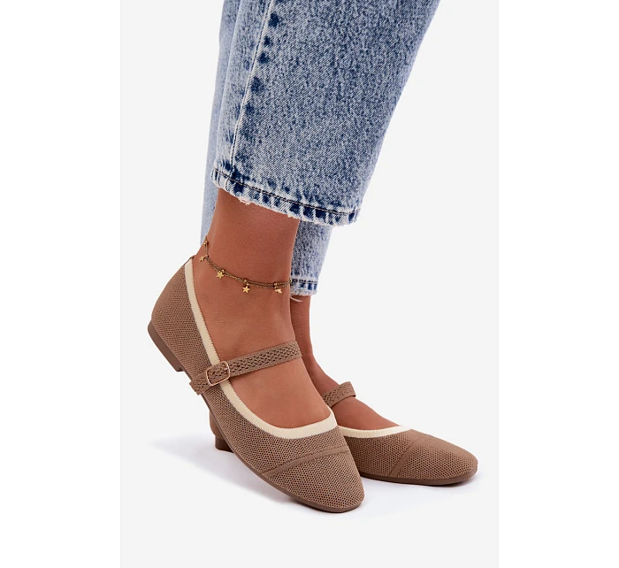 Ploché baleríny z materiálu světle hnědé model 22122467 - Boto