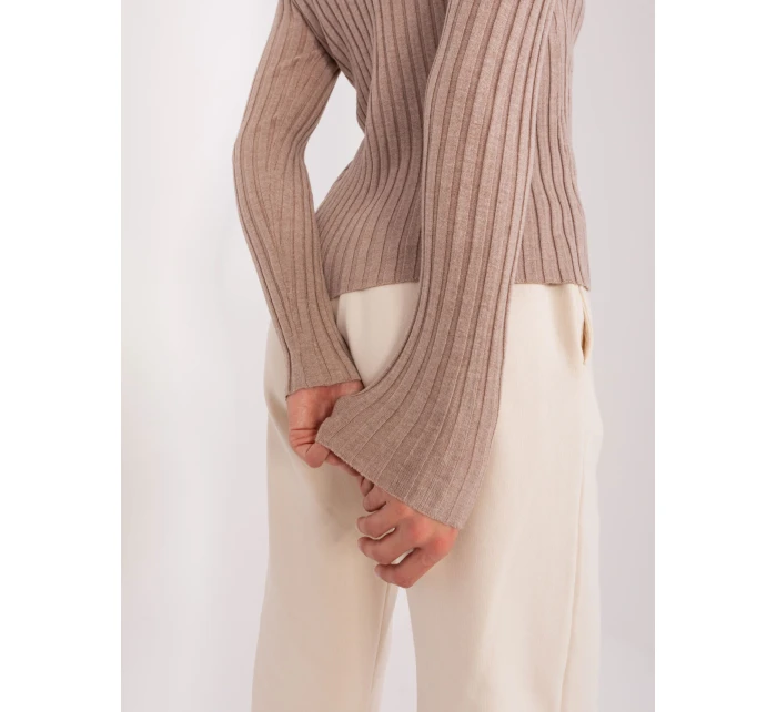 Sweter PM SW model 18909266 ciemny bezowy - FPrice Sweter PM SW model 18909266 ciemny bezowy - FPrice