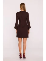 model 21296033 Šaty s širokými manžetami hnědé - Moe