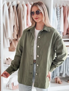 Dámska prechodná oversize košeľová bunda KOSMOJACK khaki FashionStreet TY4840