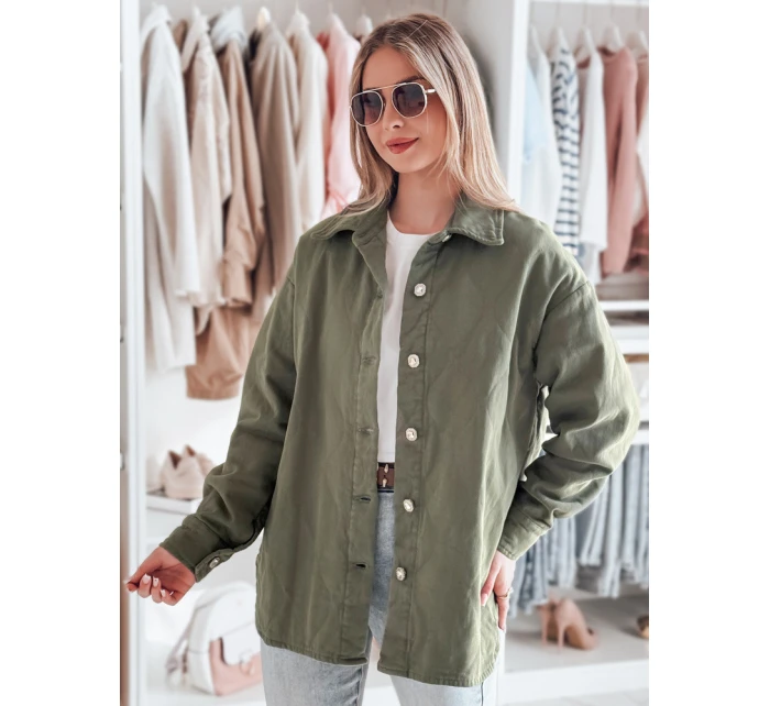 Dámská přechodná košilová bunda oversize khaki Dstreet model 21986309 - FashionStreet