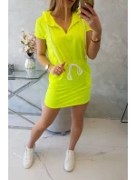 Šaty s kapucňou žlté neónové Šaty s kapucňou žlté neónové