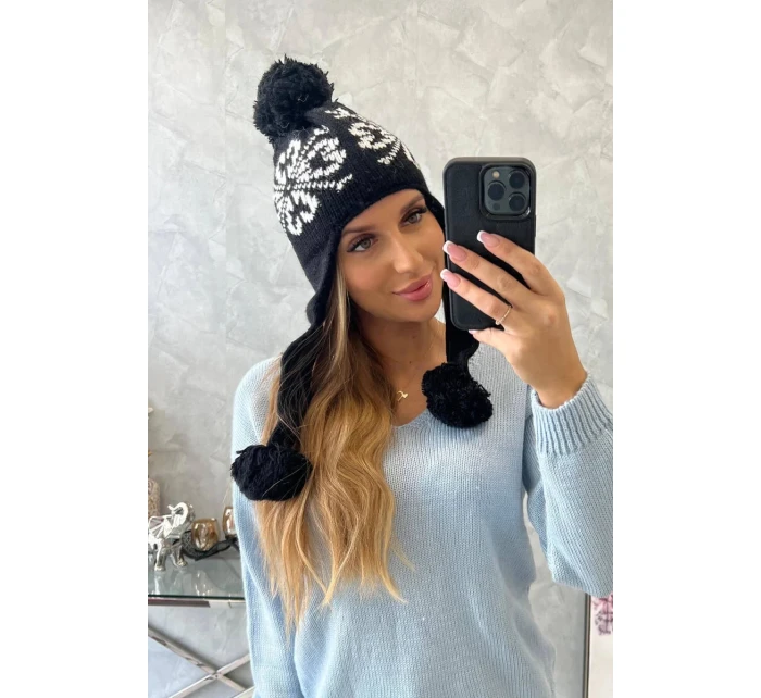 Dámská klapka na uši černá model 20536197 - K-Fashion Dámská klapka na uši černá model 20536197 - K-Fashion