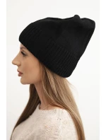 Dámská zimní čepice z vlny s žebrovaným vzorem černá model 21783015 - K-Fashion