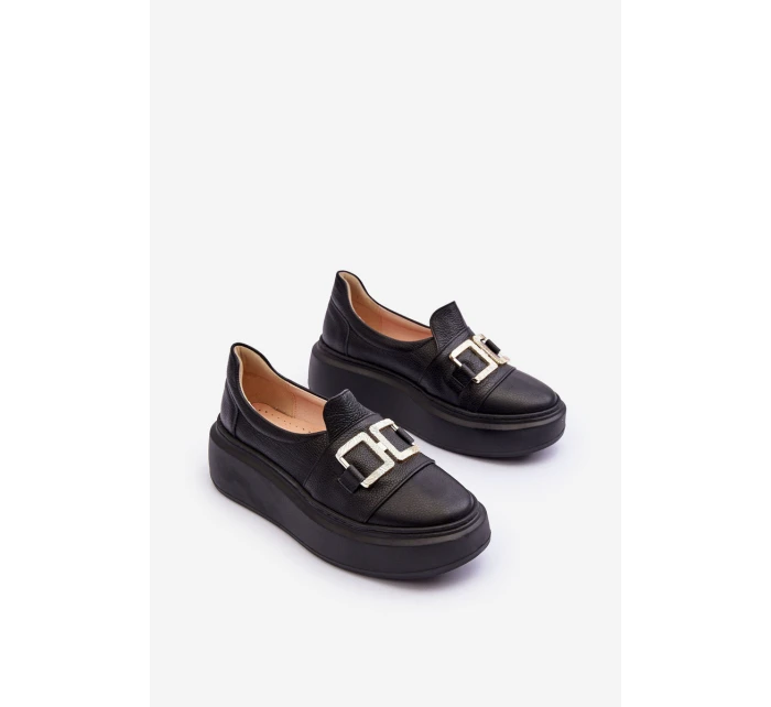 Kožené dámské polobotky na platformě černé Lewski model 21636284 - Boto