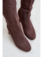 Kozaki Ze Skarpetkową Cholewką Za Kolano Na Słupku Brązowe Esanira Kozaki Ze Skarpetkową Cholewką Za Kolano Na Słupku Brązowe Esanira