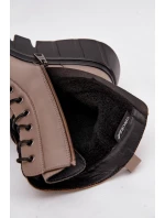 Botki Workery Damskie Na Platformie Ocieplane Vinceza 58588 Ciemnobeżowe