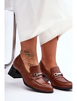 Dámské kožené na podpatku Hnědá s černou  model 22045081 - Step in style