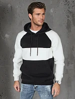 Pánska základná mikina s čiernymi a bielymi pruhmi FashionStreet BX5901
