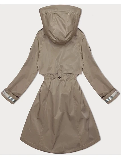 Tenká dámská bunda parka ve světlé khaki barvě s kapucí (3) model 19709849 - BH FOREVER