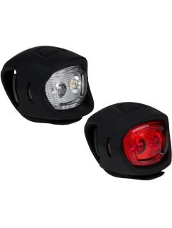 SADA SILIKÓNOVÝCH SVETIEL NA BICYKEL PREDNÉ A ZADNÉ ČIERNE DUNLOP