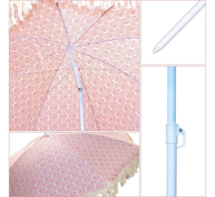 PLÁŽOVÝ A ZÁHRADNÝ SLNEČNÍK SO STRAPCAMI 174 CM ČERVENÝ