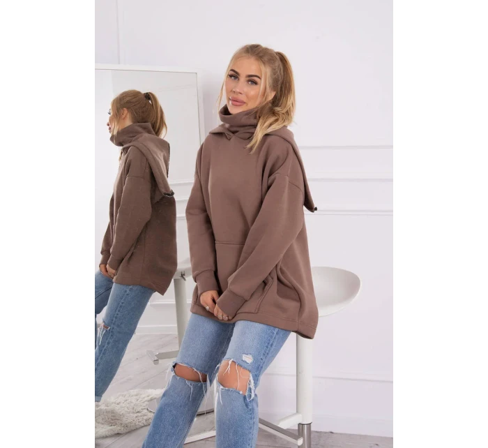 Zateplená mikina se zipem na zádech mocca