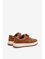 Męskie Sneakersy Na Platformie Zamszowe Big Star OO174014 Brązowe