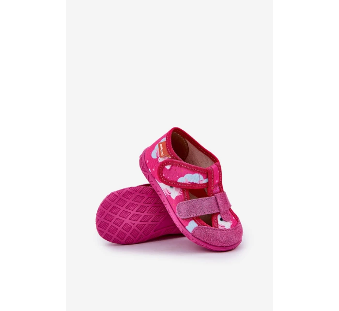 Dětské pantofle na suchý zip s fuchsie model 21682760 - Milami