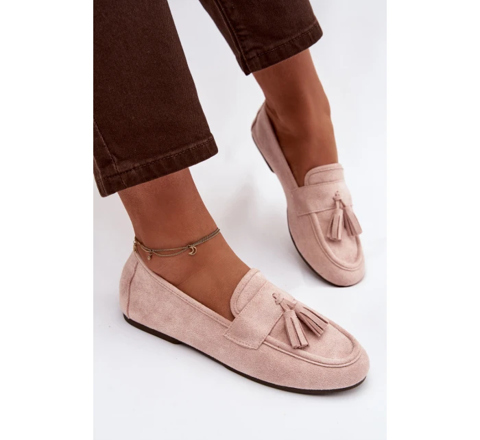Dámské mokasíny ploché s třásněmi světle růžové Marilisse